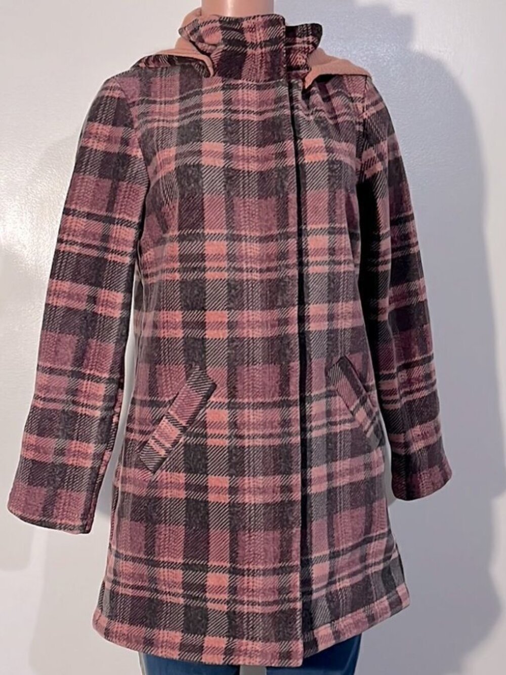 Denim & Co. Fleece Bonded to Sherpa Detachable Hood Coat